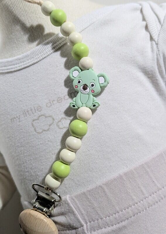 Attache tétine, ours vert