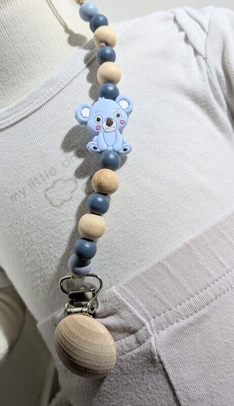 Attache tétine, ours bleu