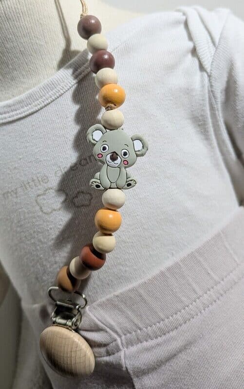 Attache tétine, ours gris