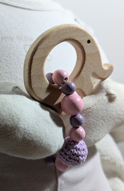 Hochet éléphant, rose