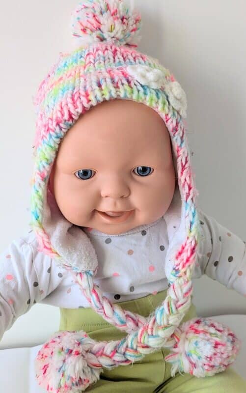 Bonnet à pompons multicolore