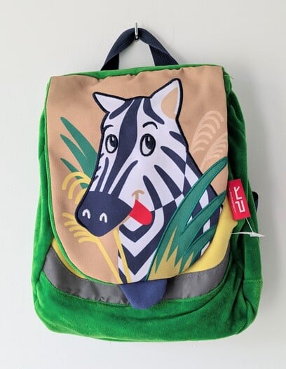 Sac à dos vert motif zèbre