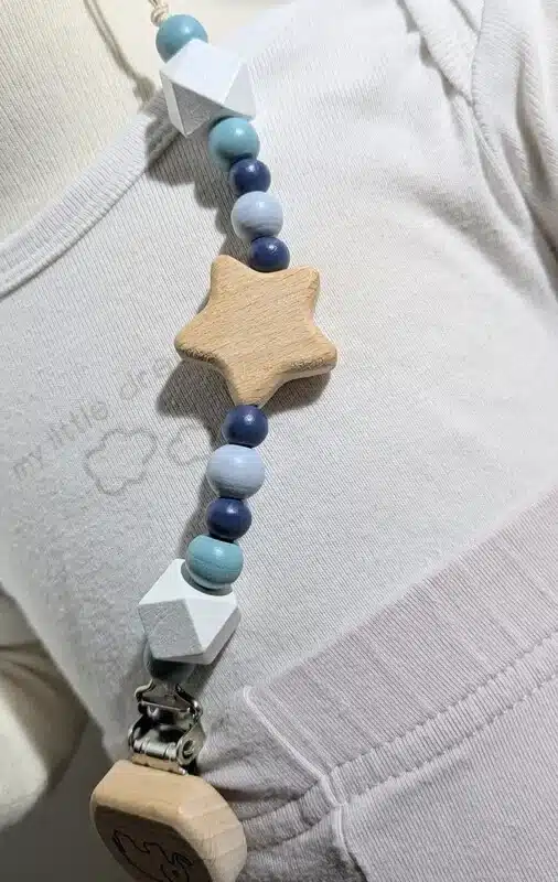 Attache tétine noël, bleu