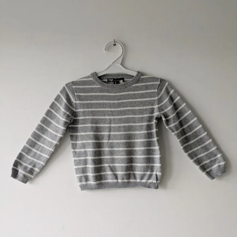 Pull rayé gris/blanc