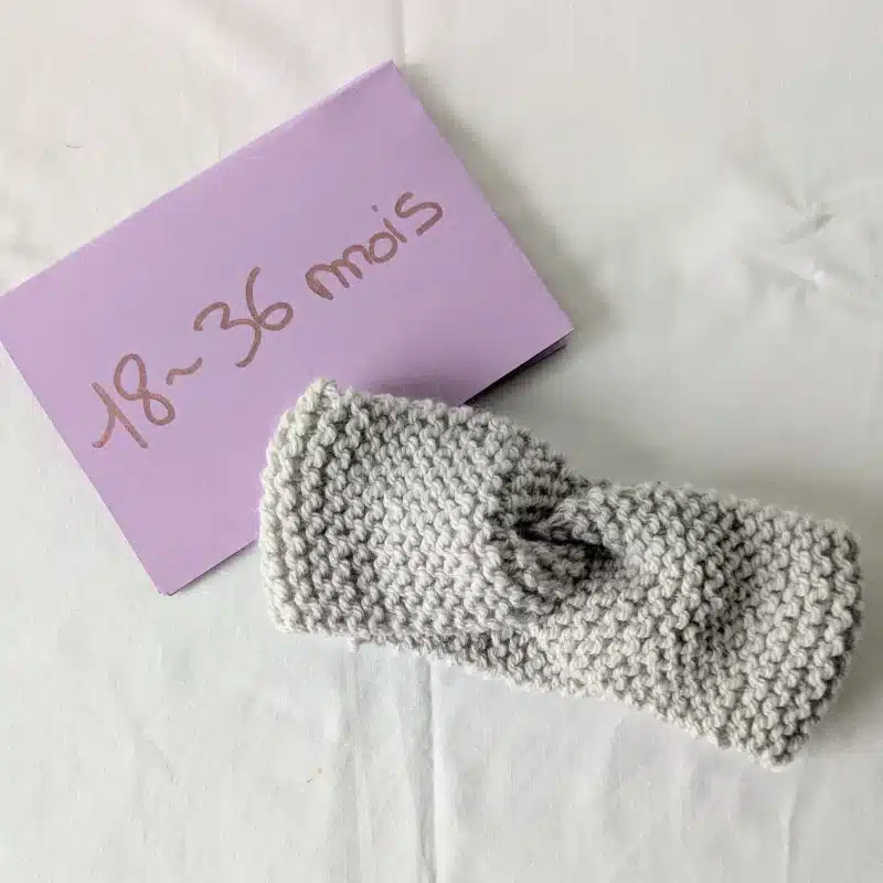 Bandeau en laine, Gris, taille 18-36 mois