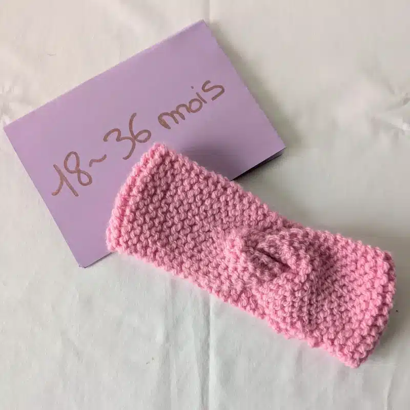 Bandeau en laine, Rose taille 18 -36 mois