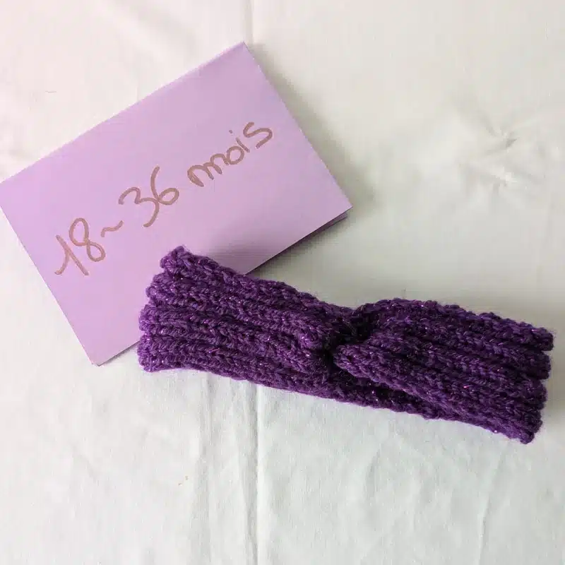 Bandeau en laine, Violet, taille 18-36 mois
