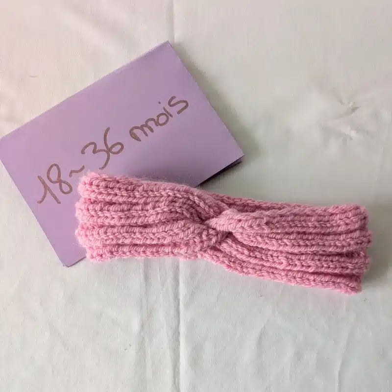Bandeau en laine, Rose, taille 18-36 mois