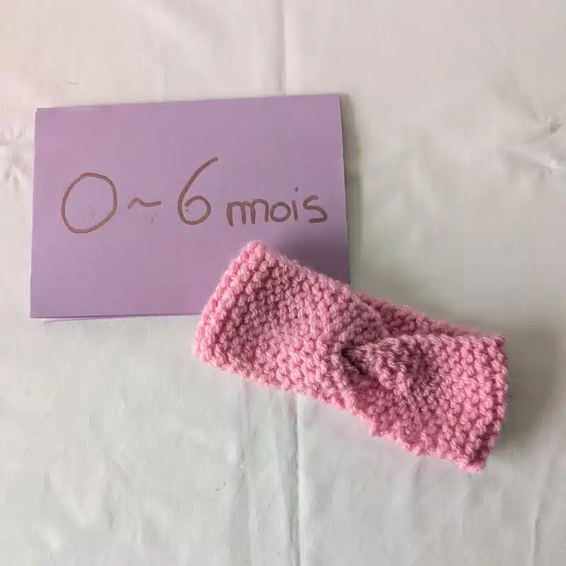 Bandeau en laine, Rose, taille 0-6 mois