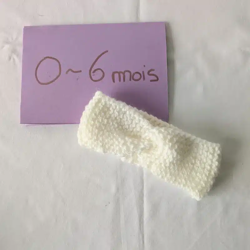 Bandeau en laine, Blanc, taille 0-6 mois