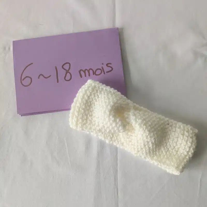 Bandeau en laine, Blanc, taille 6-18 mois