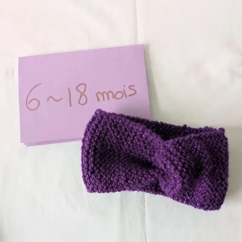 Bandeau en laine, Violet, taille 6-18 mois