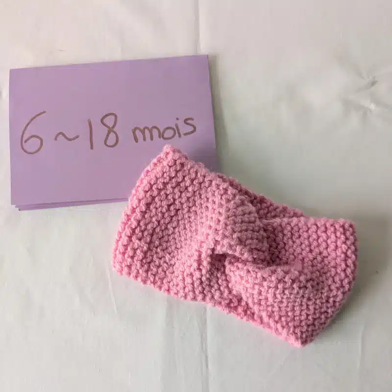 Bandeau en laine, Rose, taille 6-18 mois