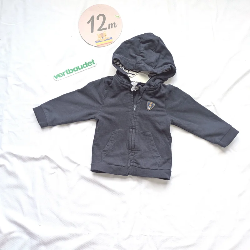 Veste à capuche bleue marine, Vertbaudet