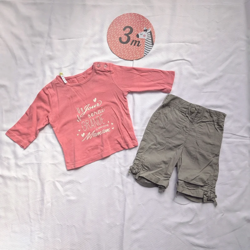 Ensemble léger, kaki et rose