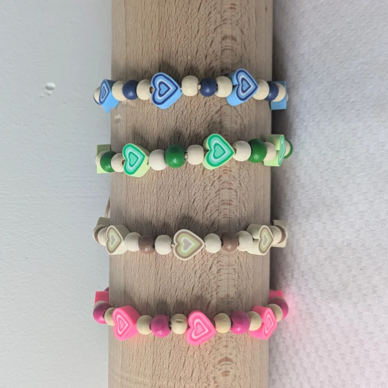 Bracelet réglable cœurs, taille S/M