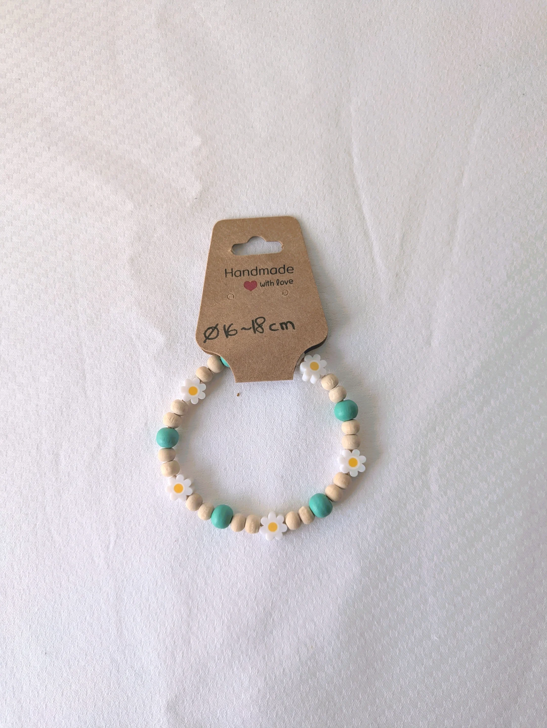 Bracelet réglable fleurs blanches, taille S/M – Image 4