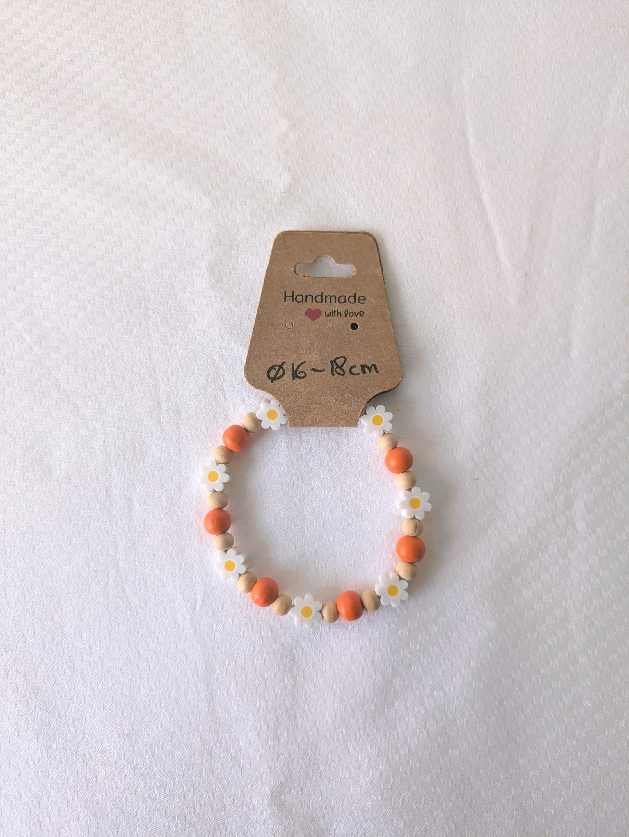 Bracelet réglable fleurs blanches, taille S/M – Image 3