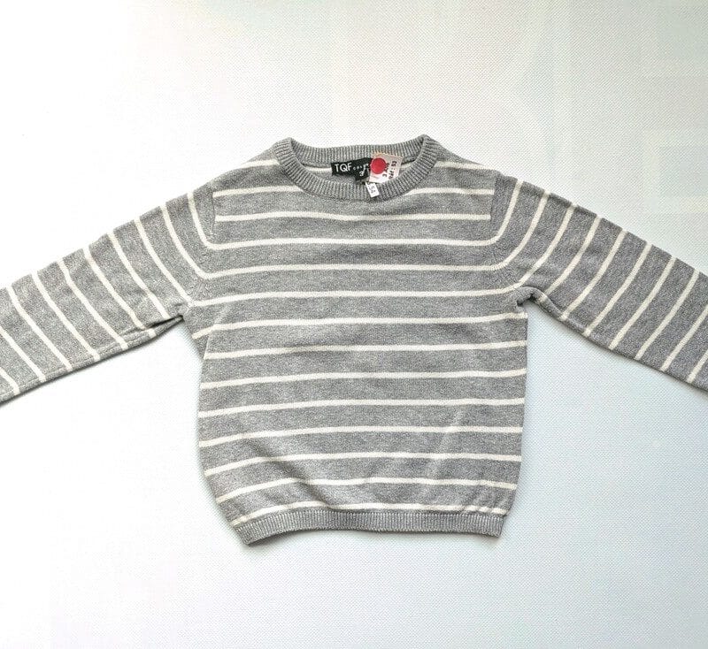 Pull marinière gris & blanc
