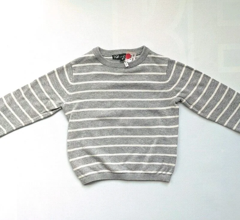 Pull marinière gris & blanc