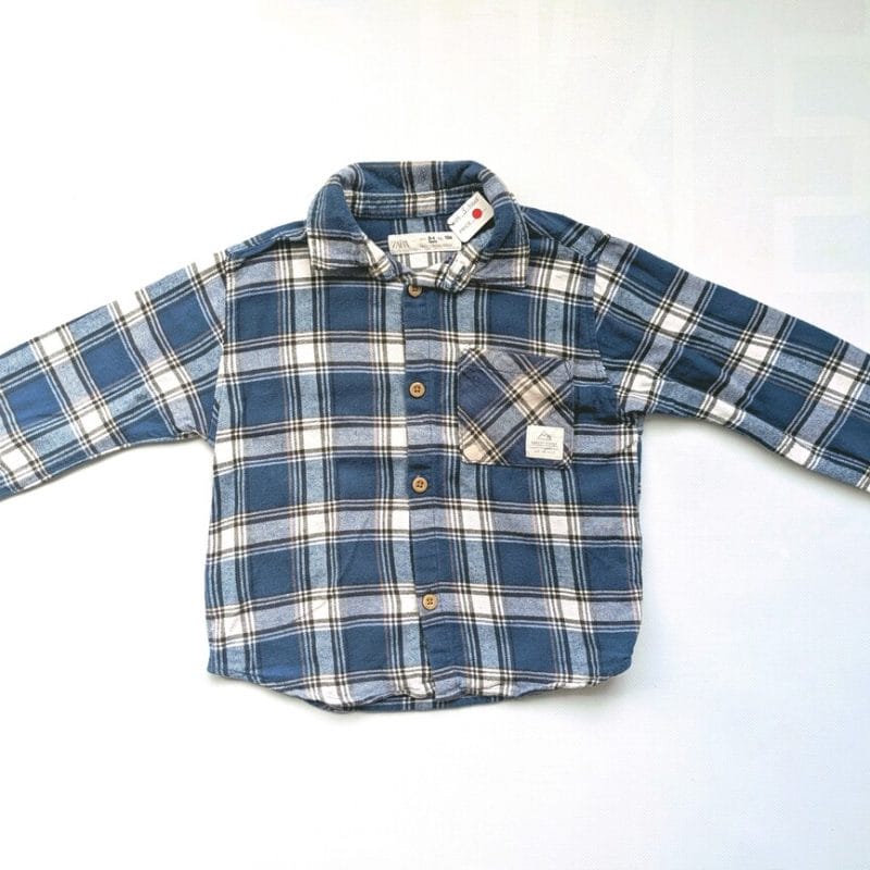 Chemise épaisse à carreaux bleu, Zara