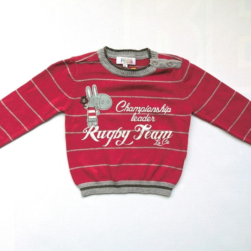 Pull rayé rouge & gris, La compagnie des tous petits